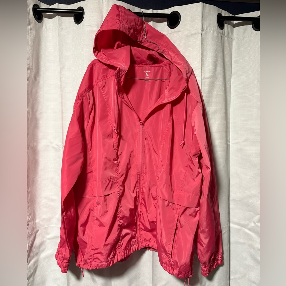 Layer 8 brand rain Jacket thin material lightweight hooded full zip women’s XL